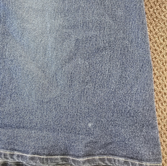 Jukebox Denim Fringe Maxi Skirt Women Sz 16 Blue Flare Back Slit Waist Belt - Picture 5 of 13